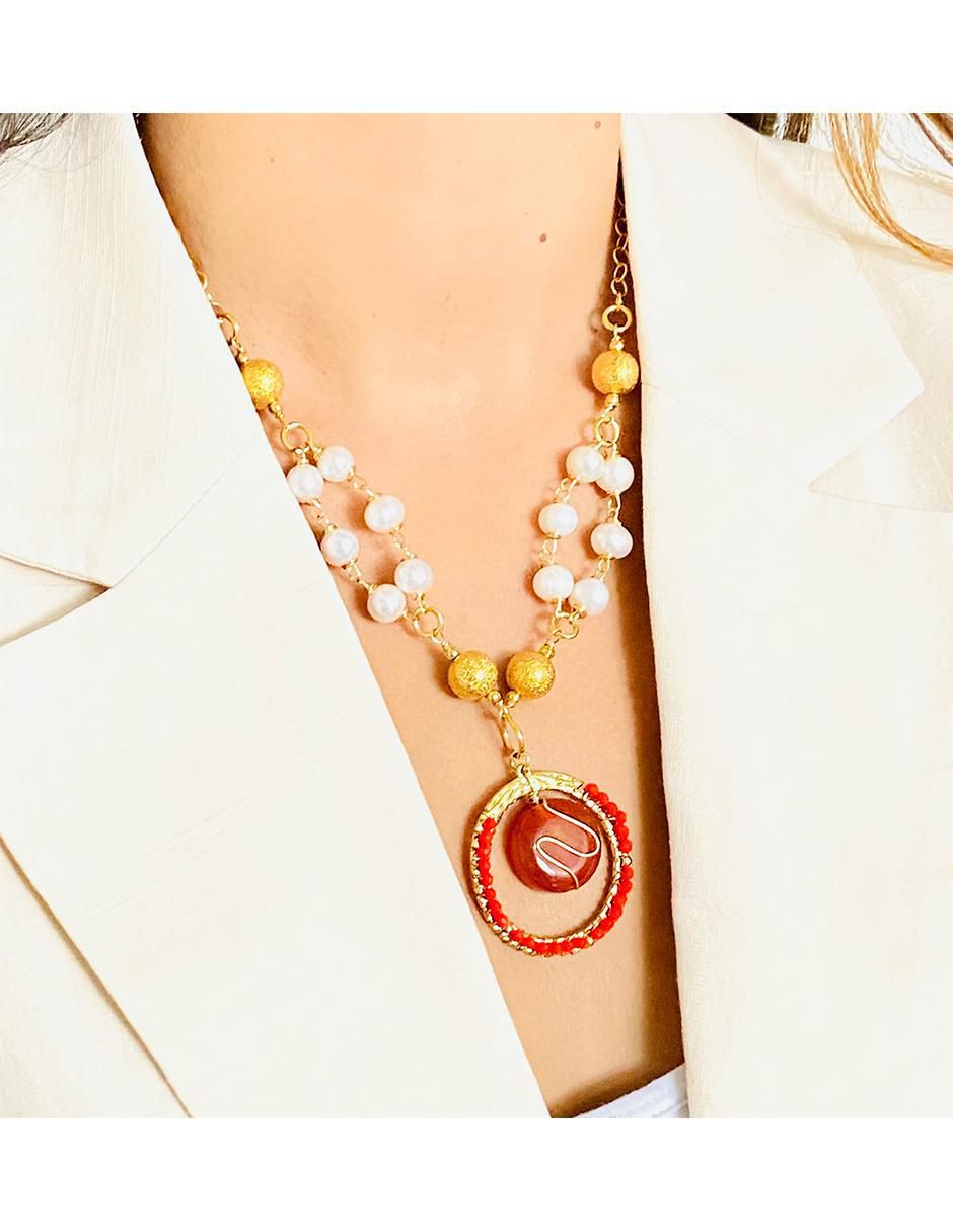 Aretes y collar perla 2