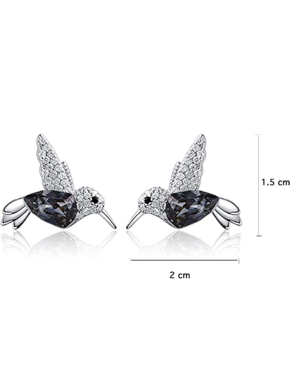 Broqueles de colibrí con acabado plateado 4