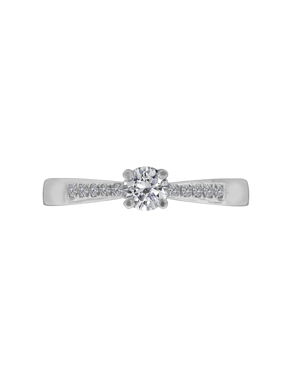 Anillo de compromiso de oro blanco 14 k Miloro diamante 3