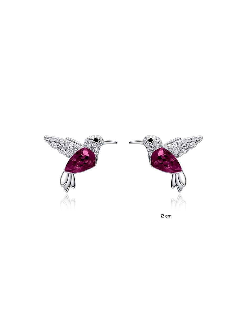 Broqueles de colibrí con acabado plateado 3