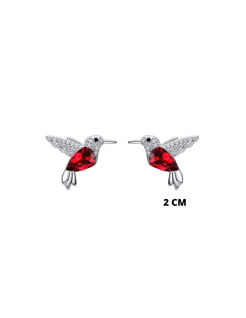 Broqueles de colibrí con acabado plateado 3