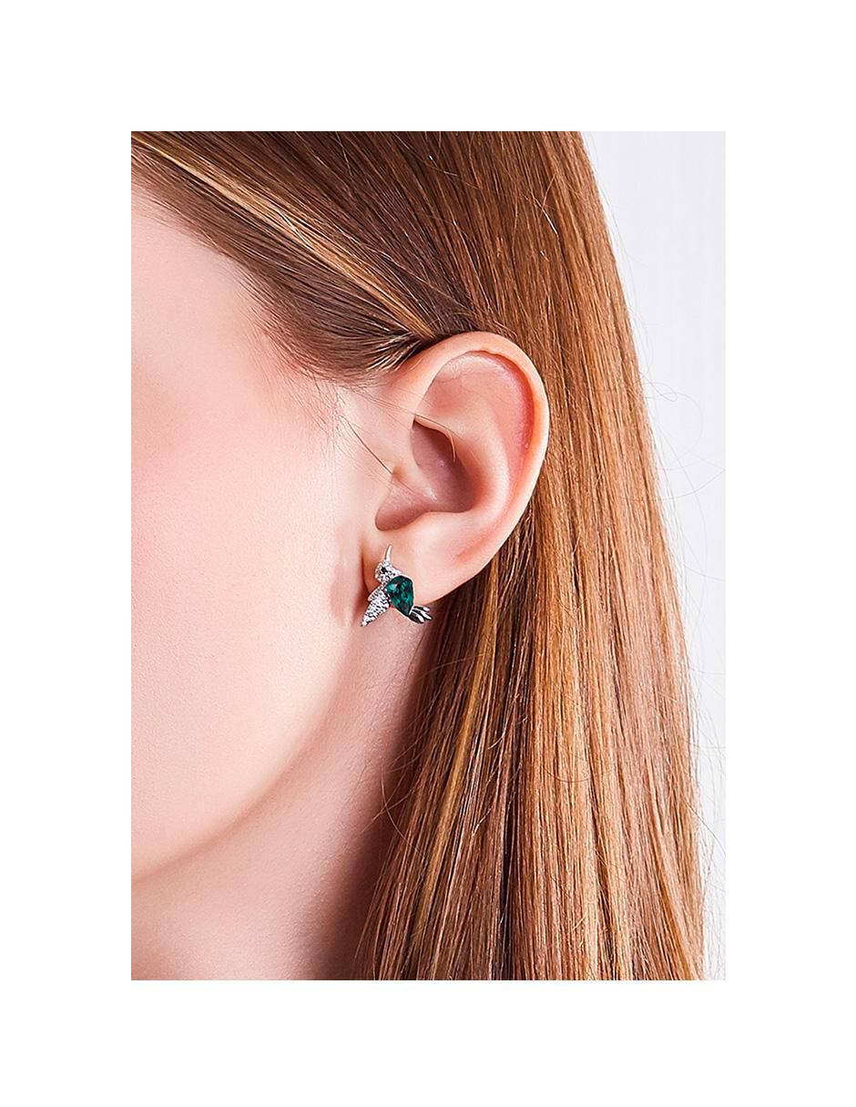 Broqueles de colibrí con acabado plateado 2