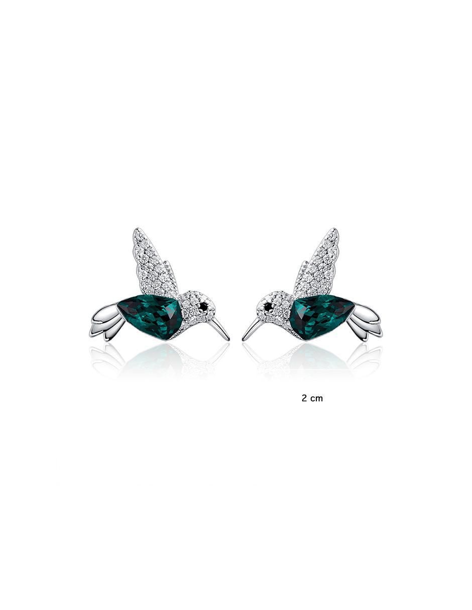 Broqueles de colibrí con acabado plateado 3