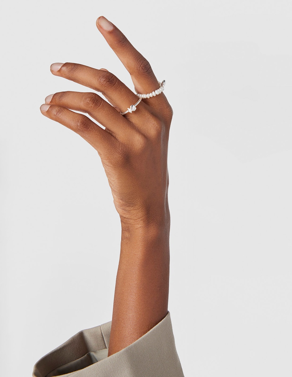 Anillo de corazón Mini icons de plata perla brillante 5