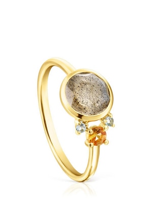 Anillo Virtual Garden 18 k de oro labradorita brillante