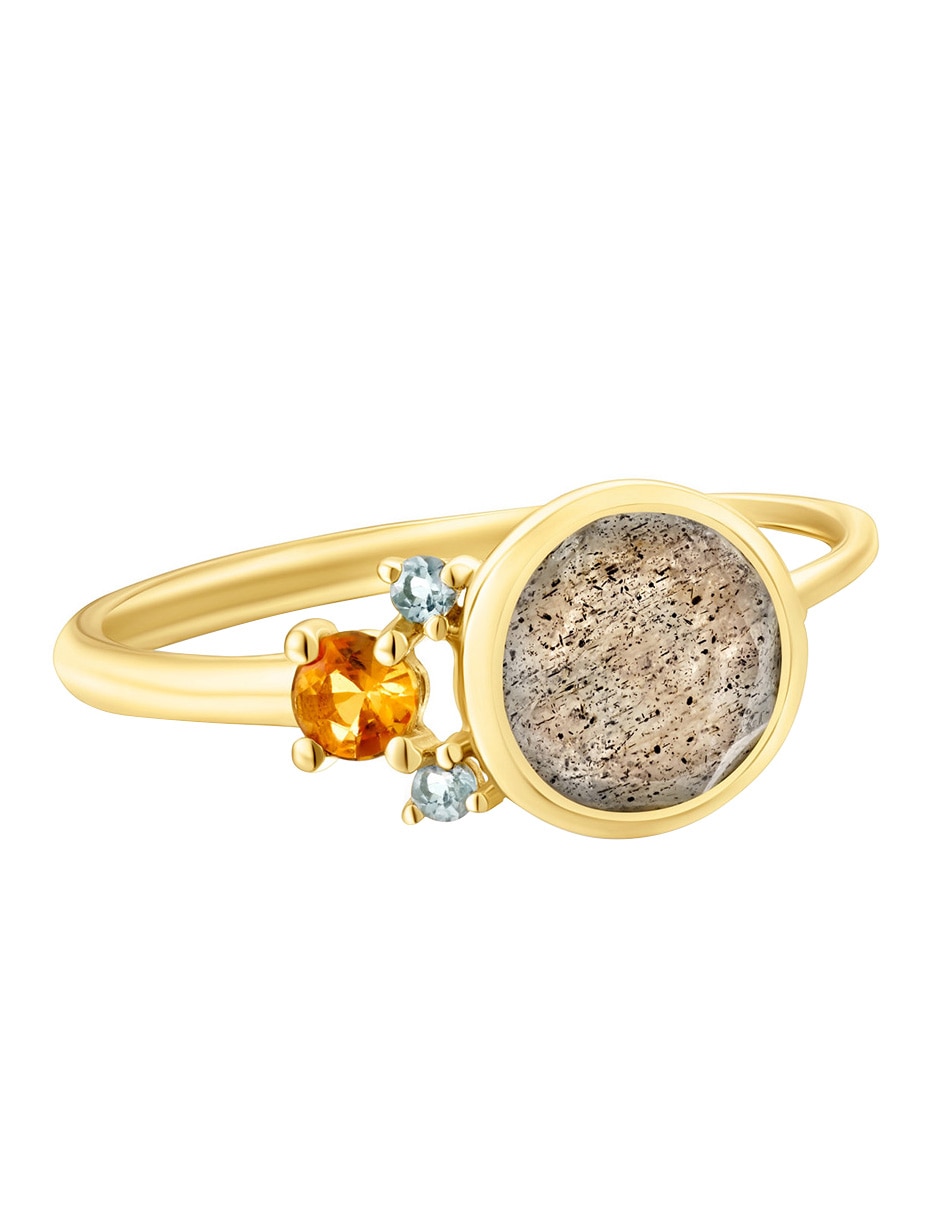 Anillo Virtual Garden 18 k de oro labradorita brillante 2