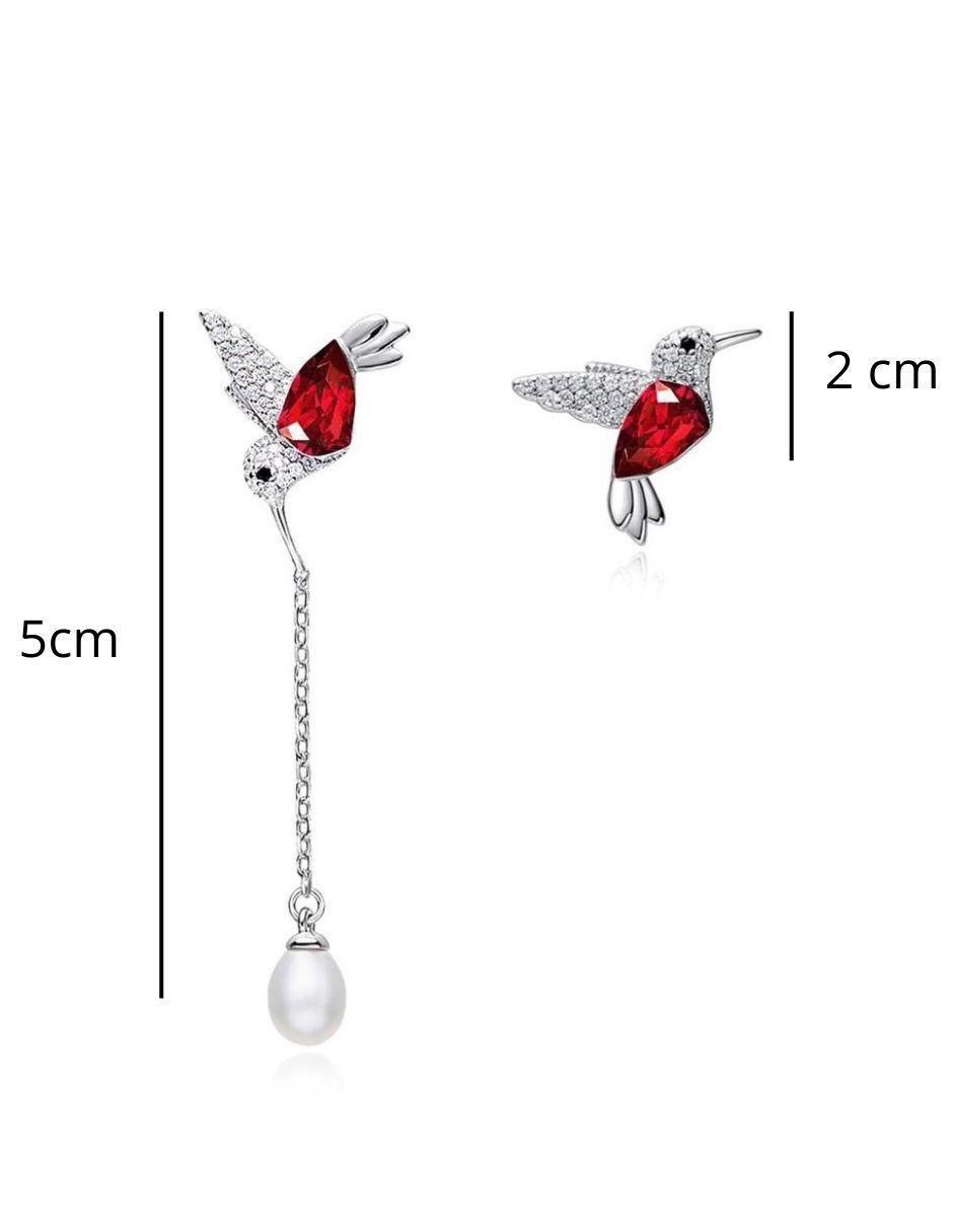 Aretes de colibrí de plata P 925 con acabado plateado 3