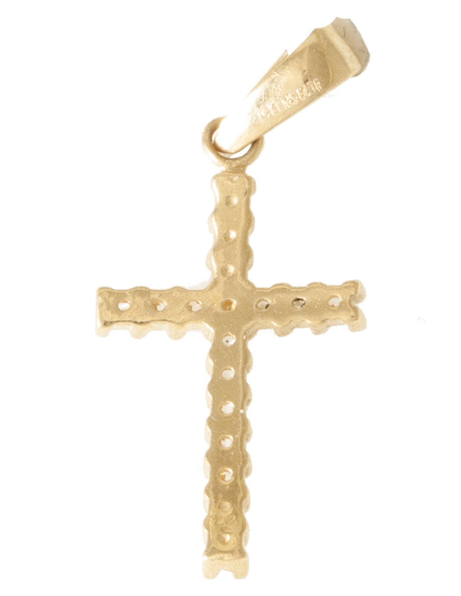 Dije de cruz de oro amarillo 14 K zirconia