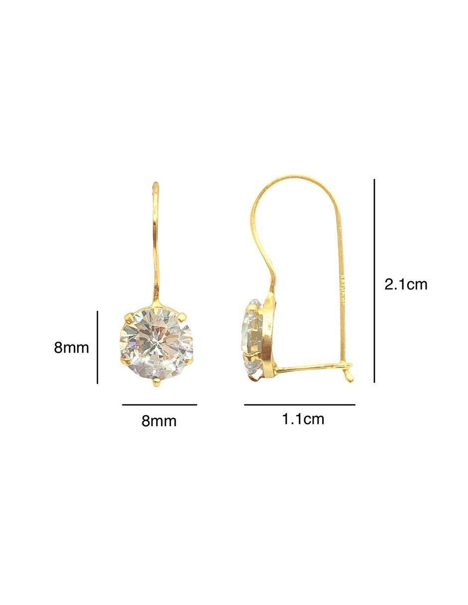 Aretes redondos de oro amarillo 10 K con acabado liso 3