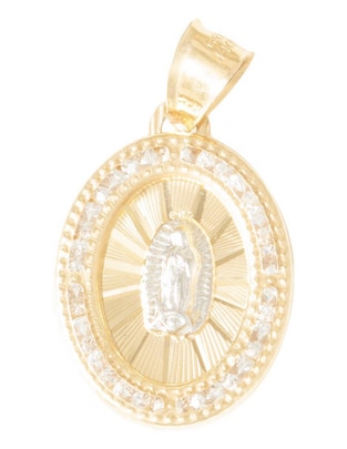 Medalla ovalada Sini de oro amarillo 14 K zirconia