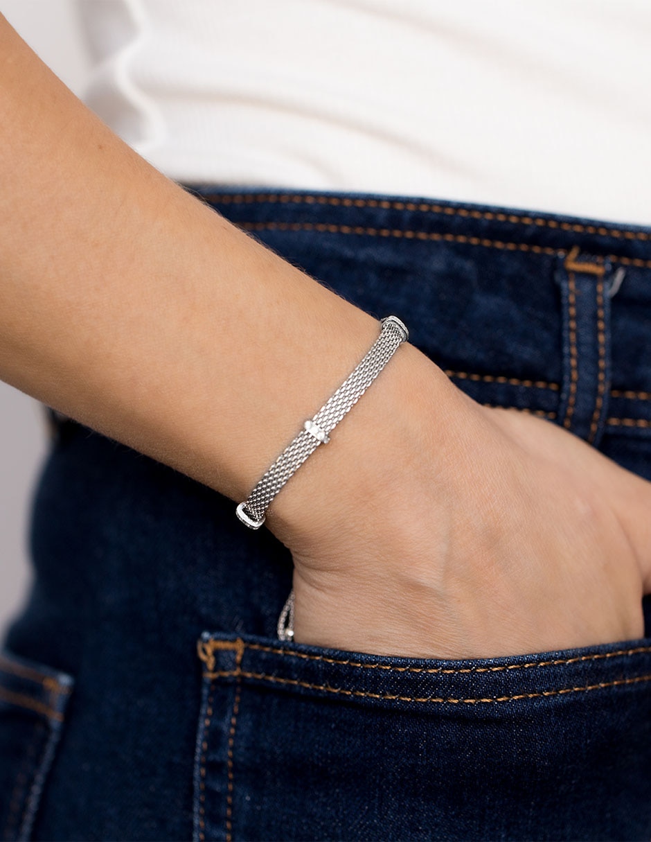 Pulsera de plata con circonita p 925 con acabado baño rodio