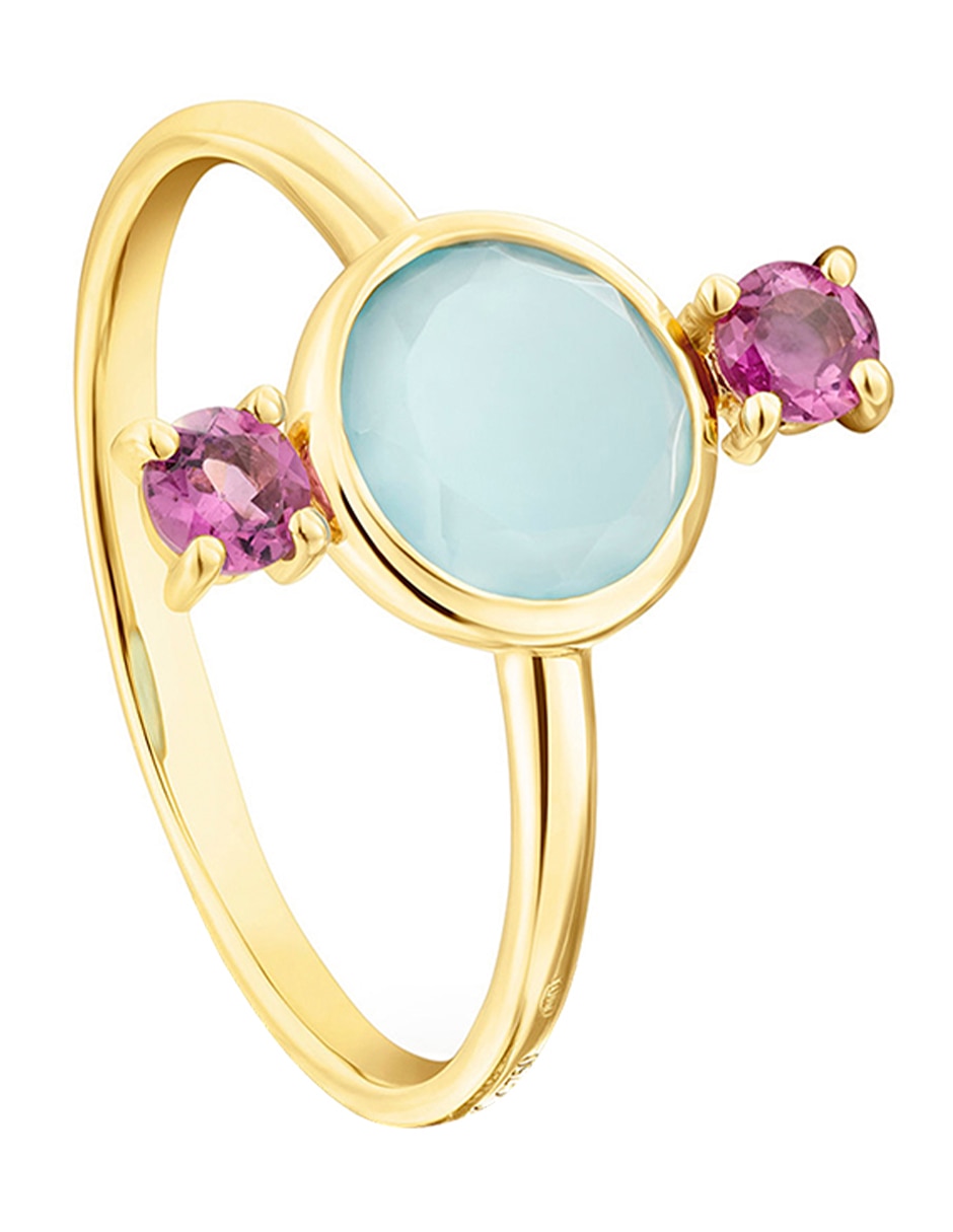 Anillo Virtual Garden 18 k de oro calcedonia brillante