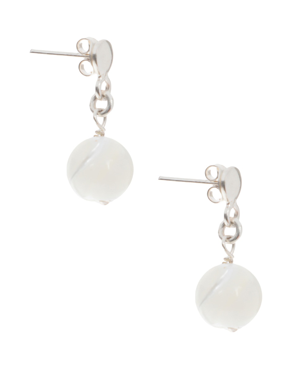 Aretes redondos E&N Cherny de plata P 925 con acabado lustre madre perla