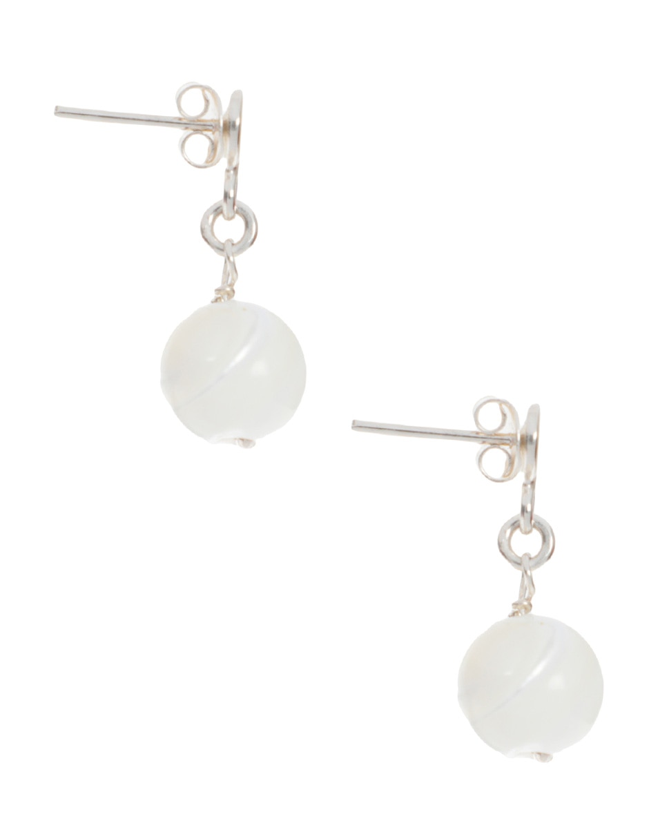 Aretes redondos E&N Cherny de plata P 925 con acabado lustre madre perla