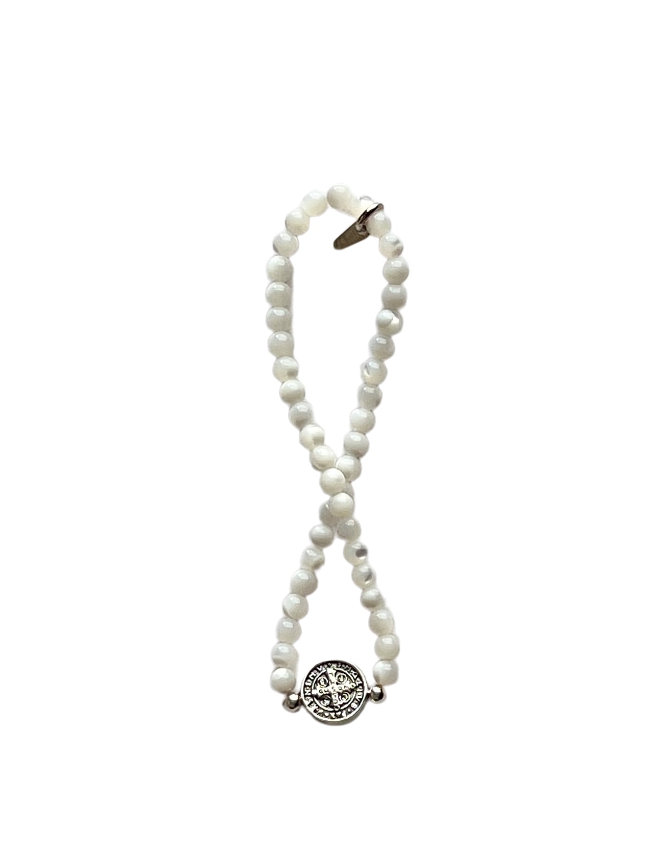 Pulsera de plata P 925 Madre Perla con acabado liso 2