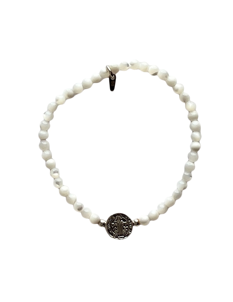 Pulsera de plata P 925 Madre Perla con acabado liso Pulsera de plata P 925 Madre Perla con acabado liso