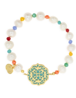 Pulsera con perla Mandalas acabado baño de oro 1