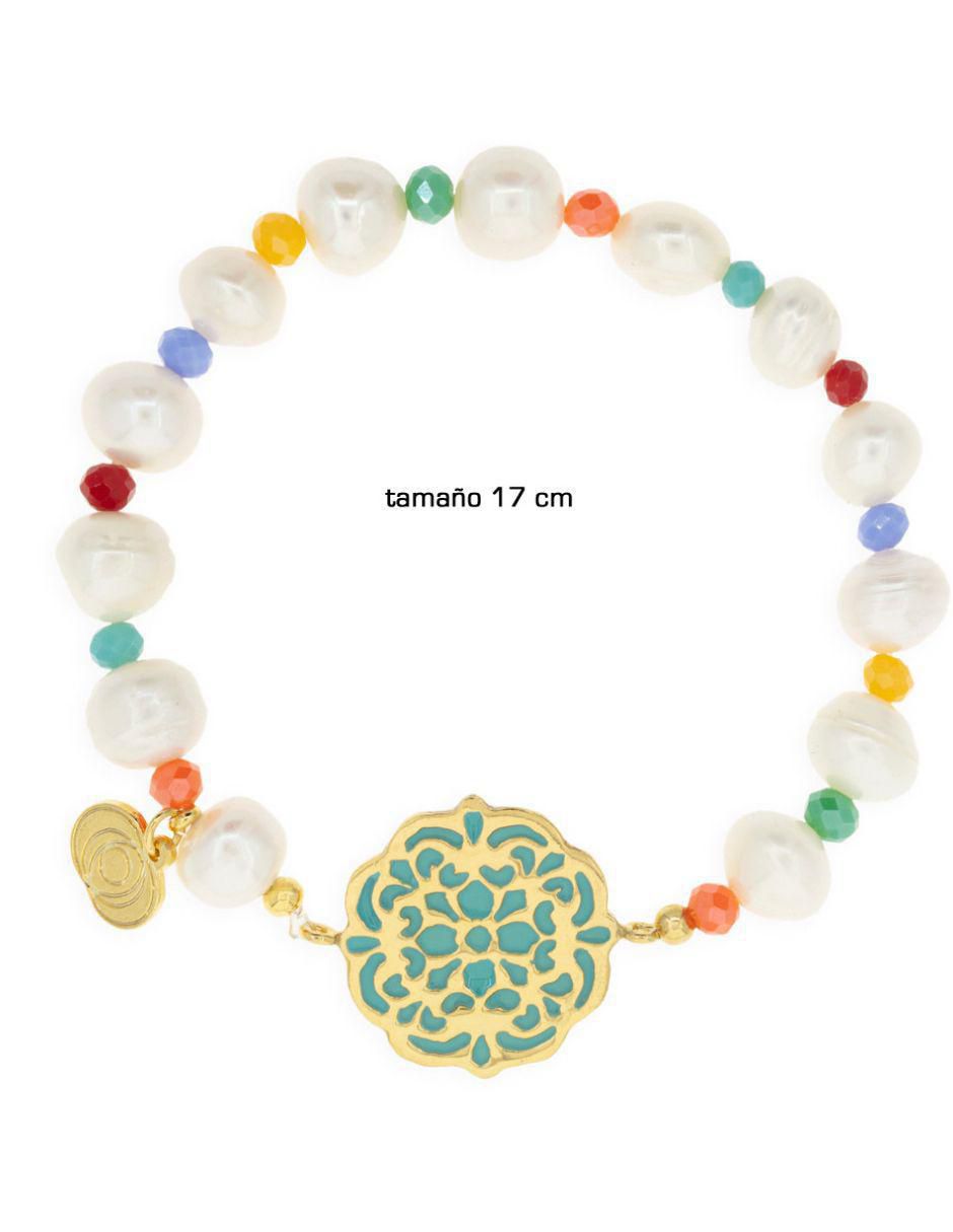 Pulsera con perla Mandalas acabado baño de oro 3