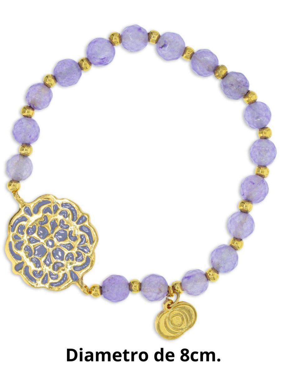 Pulsera con piedra natal Ablime Mándalas acabado baño de oro 3
