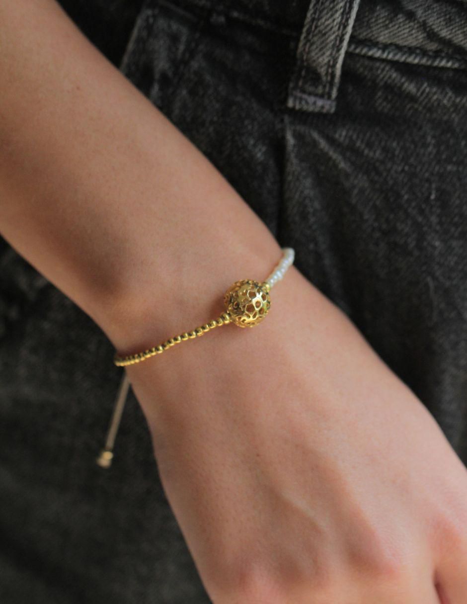 Pulsera con perla Ablime Perlas acabado baño de oro 4
