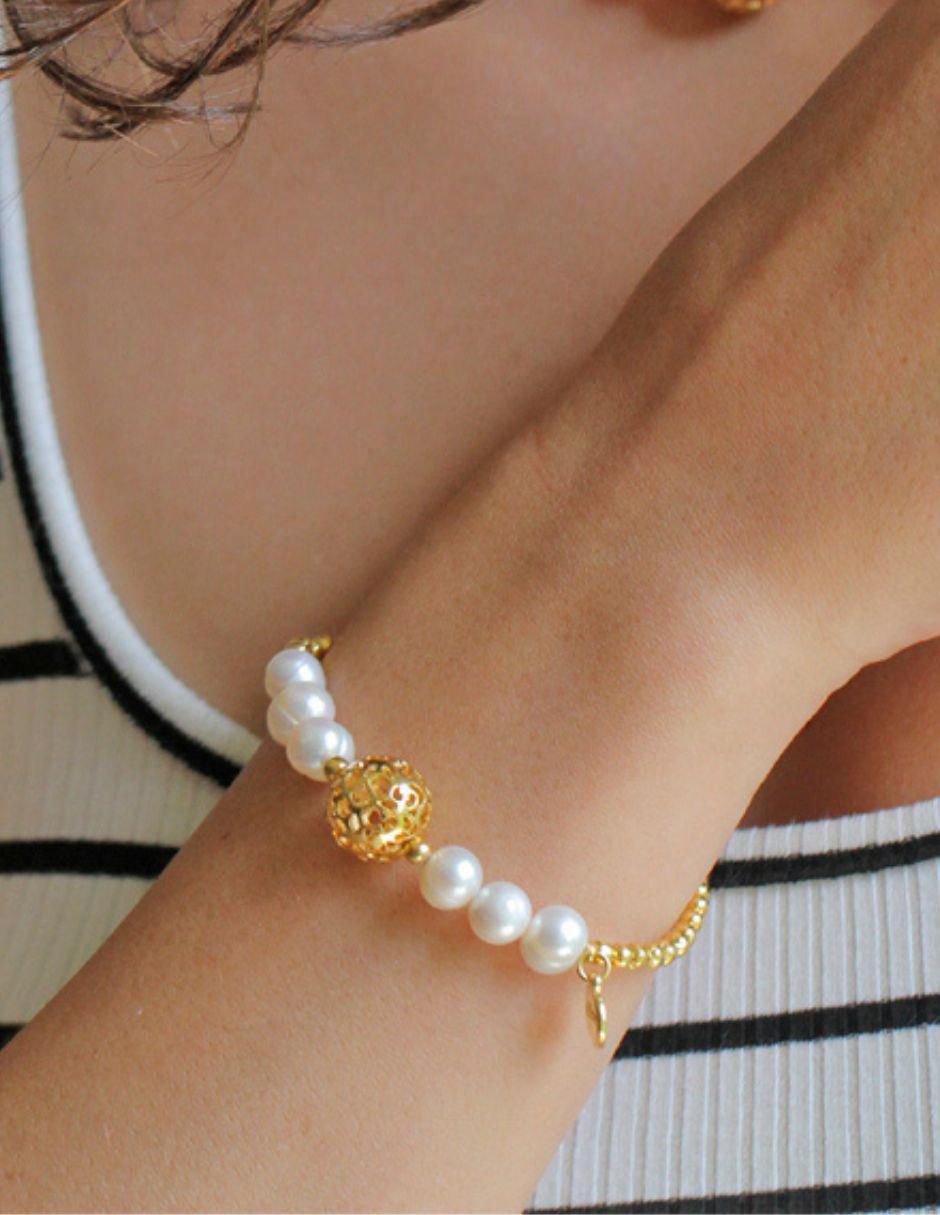 Pulsera Ablime Perlas acabado baño de oro 2