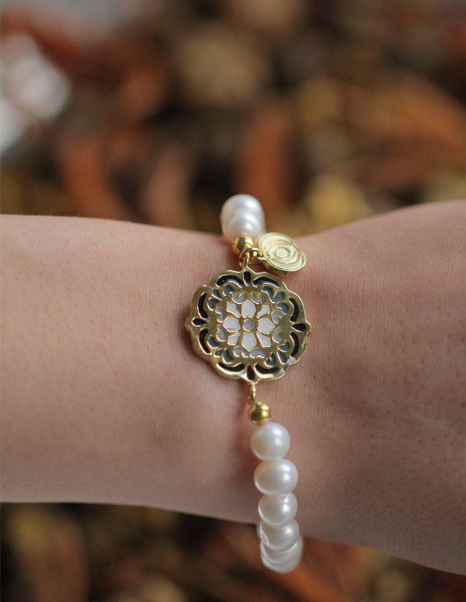 Pulsera con perla Ablime Perlas acabado baño de oro