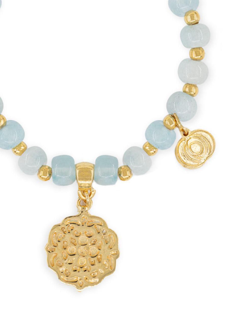 Pulsera con piedra natal Mandalas acabado baño de oro 2