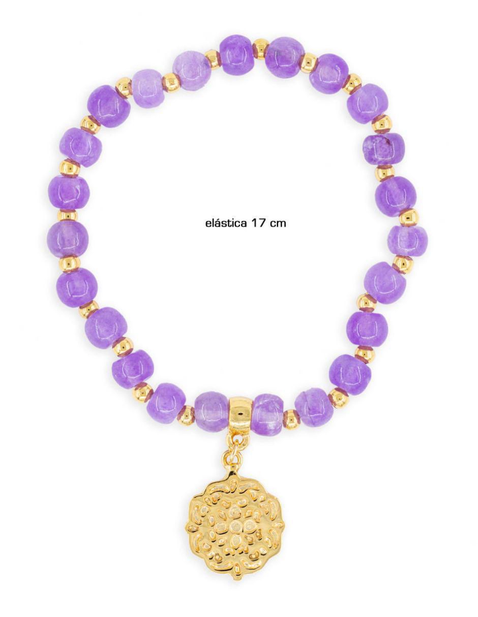 Pulsera con piedra natal Mandalas acabado baño de oro 3