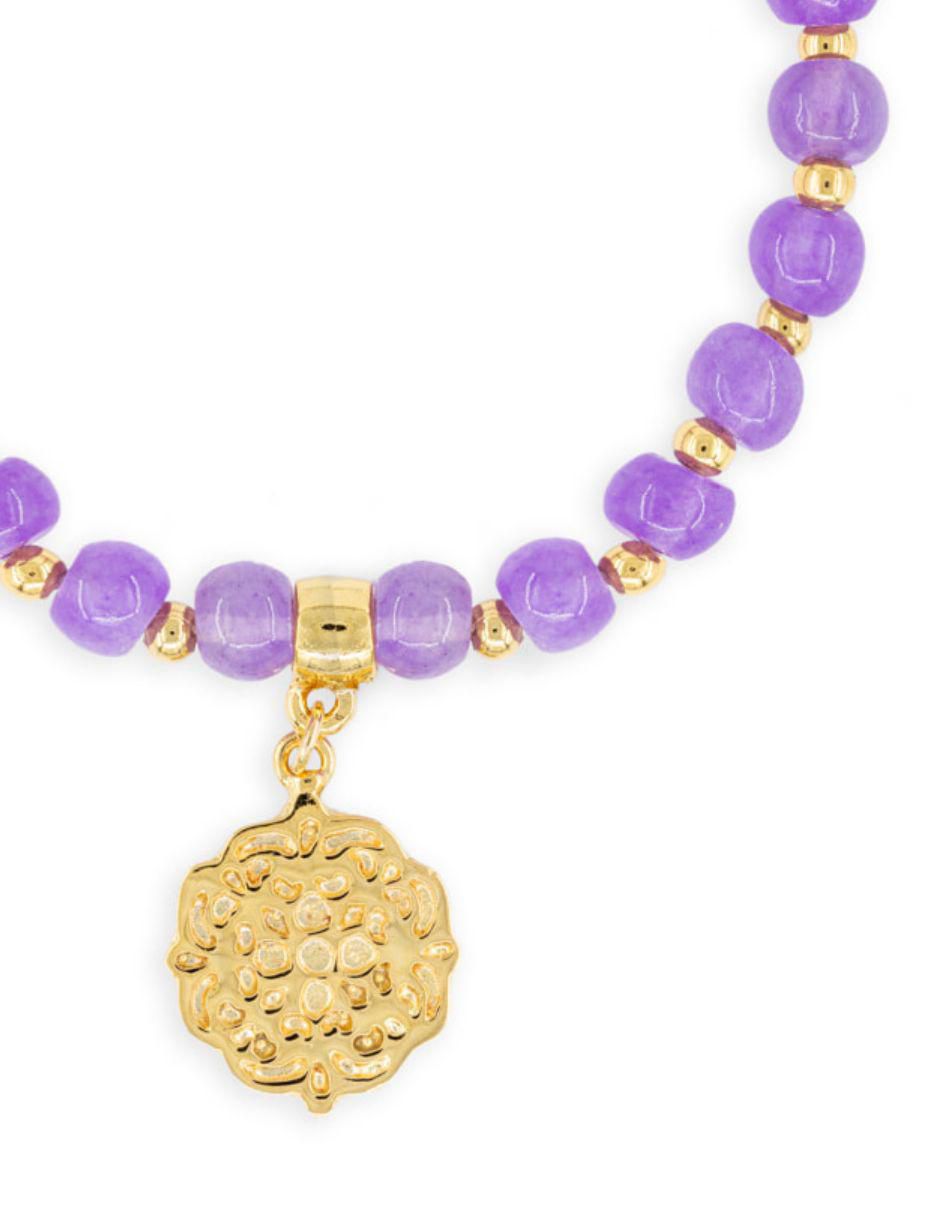 Pulsera con piedra natal Mandalas acabado baño de oro 2