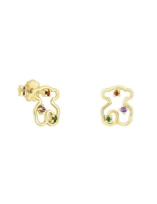 Aretes de oso Tous Tsuri de oro granate
