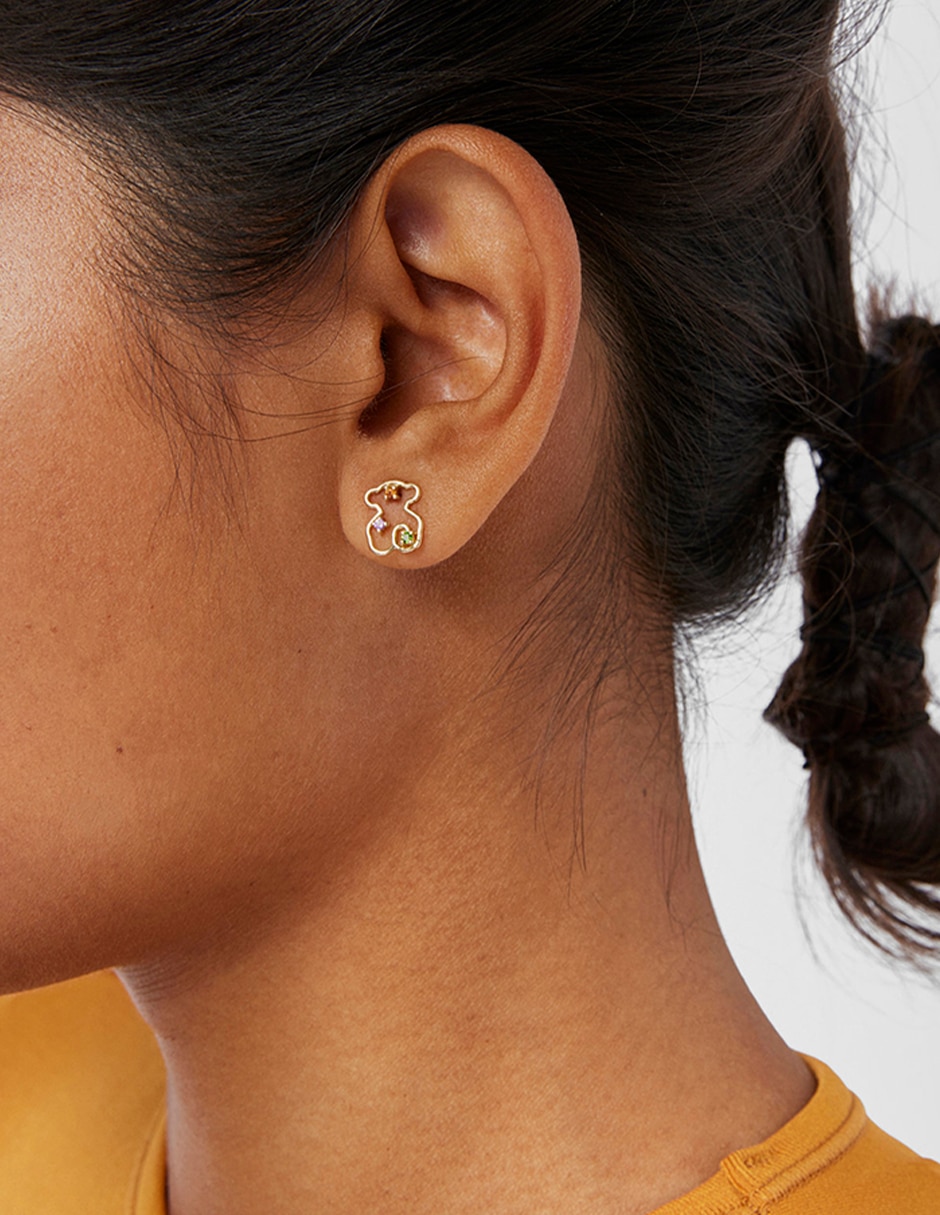Aretes de oso Tsuri de oro granate Aretes de oso Tsuri de oro granate