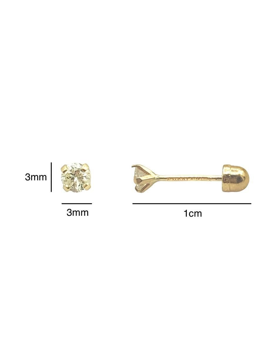 Broqueles cuadrados de oro amarillo 14 K con acabado liso diamante 4