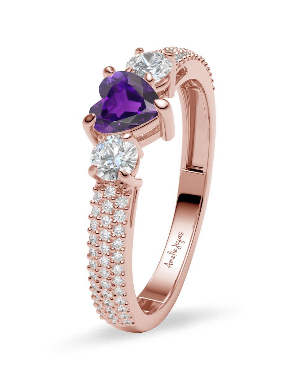 Anillo de compromiso 14 k amatista 3