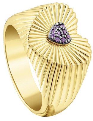 Anillo de corazón Iris Motif P 925 de plata vermeil brillante