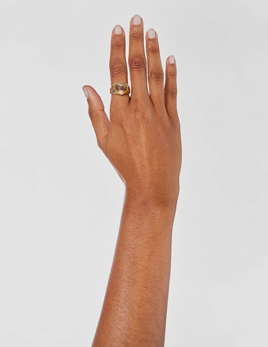 Anillo de corazón Iris Motif P 925 de plata vermeil brillante 6