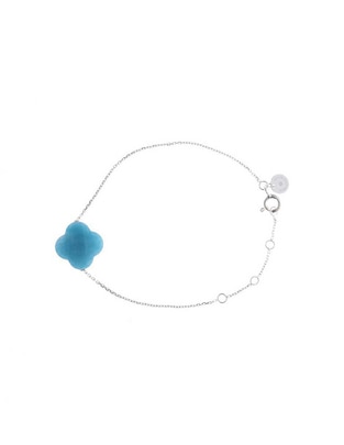 Pulsera de oro blanco con cuarzo 18 K Victoria acabado liso