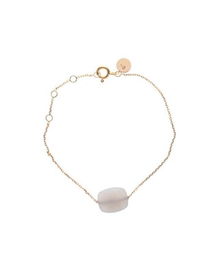 Pulsera de oro amarillo con piedra lunar 18 K acabado liso Pulsera de oro amarillo con piedra lunar 18 K acabado liso