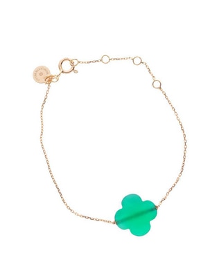 Pulsera de oro amarillo con ágata 18 K Victoria acabado liso