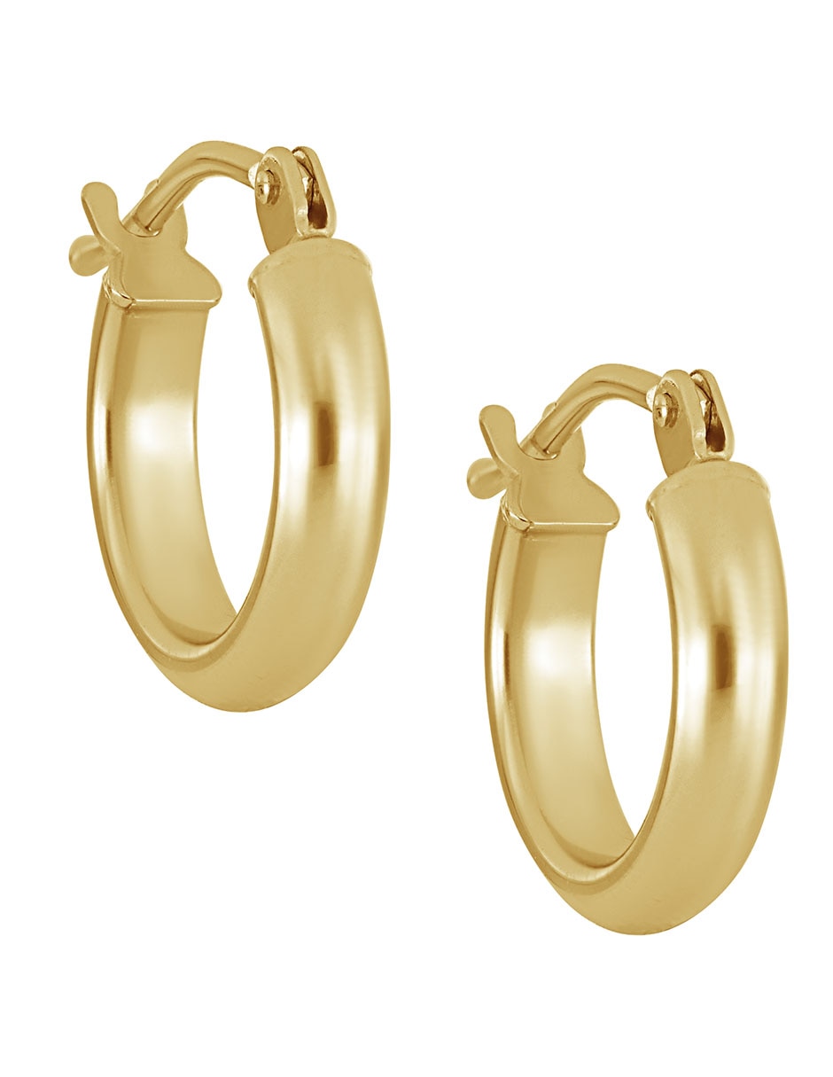 Aretes redondos de oro amarillo 18 K con acabado brillante 2