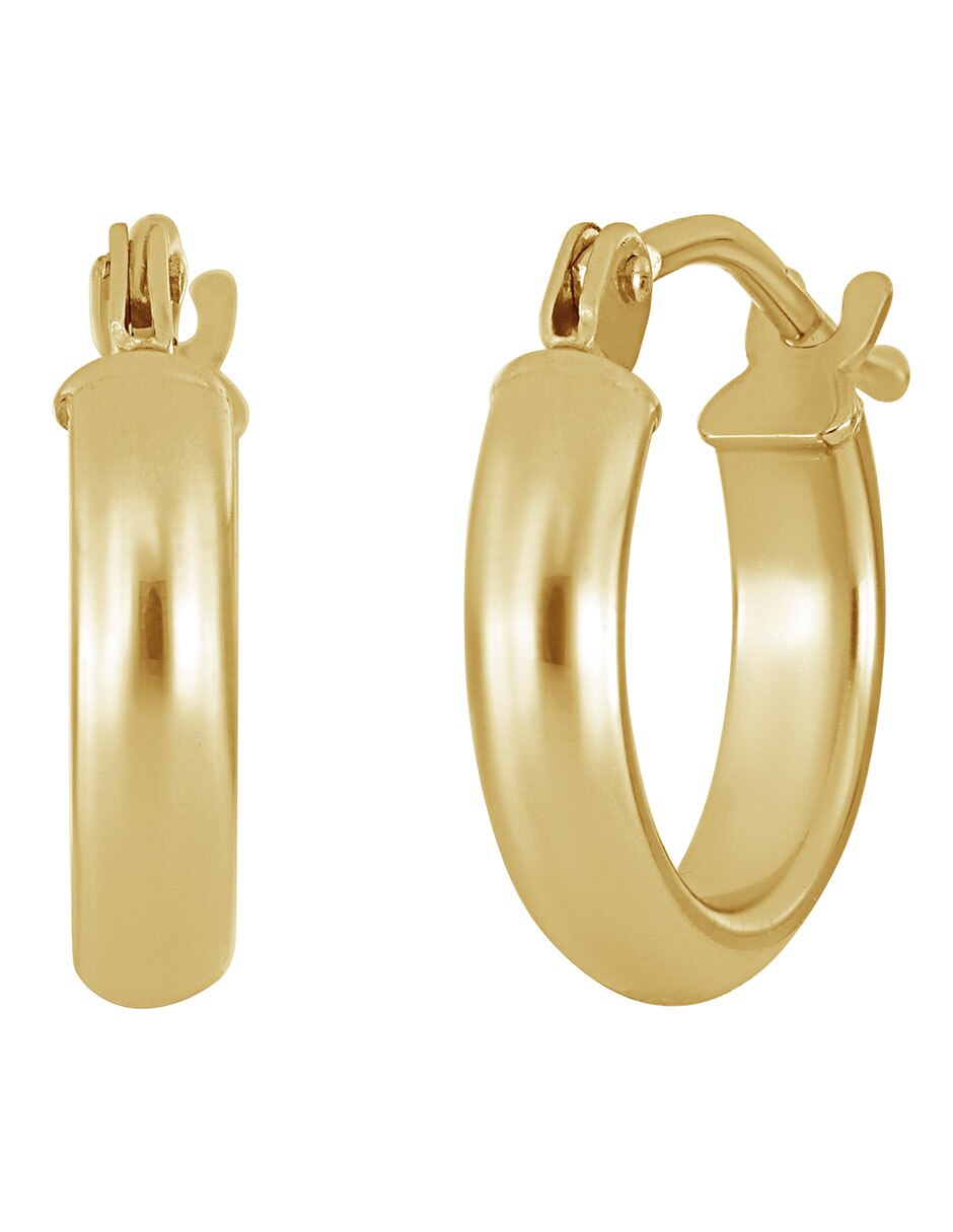 Aretes redondos de oro amarillo 18 K con acabado brillante 3