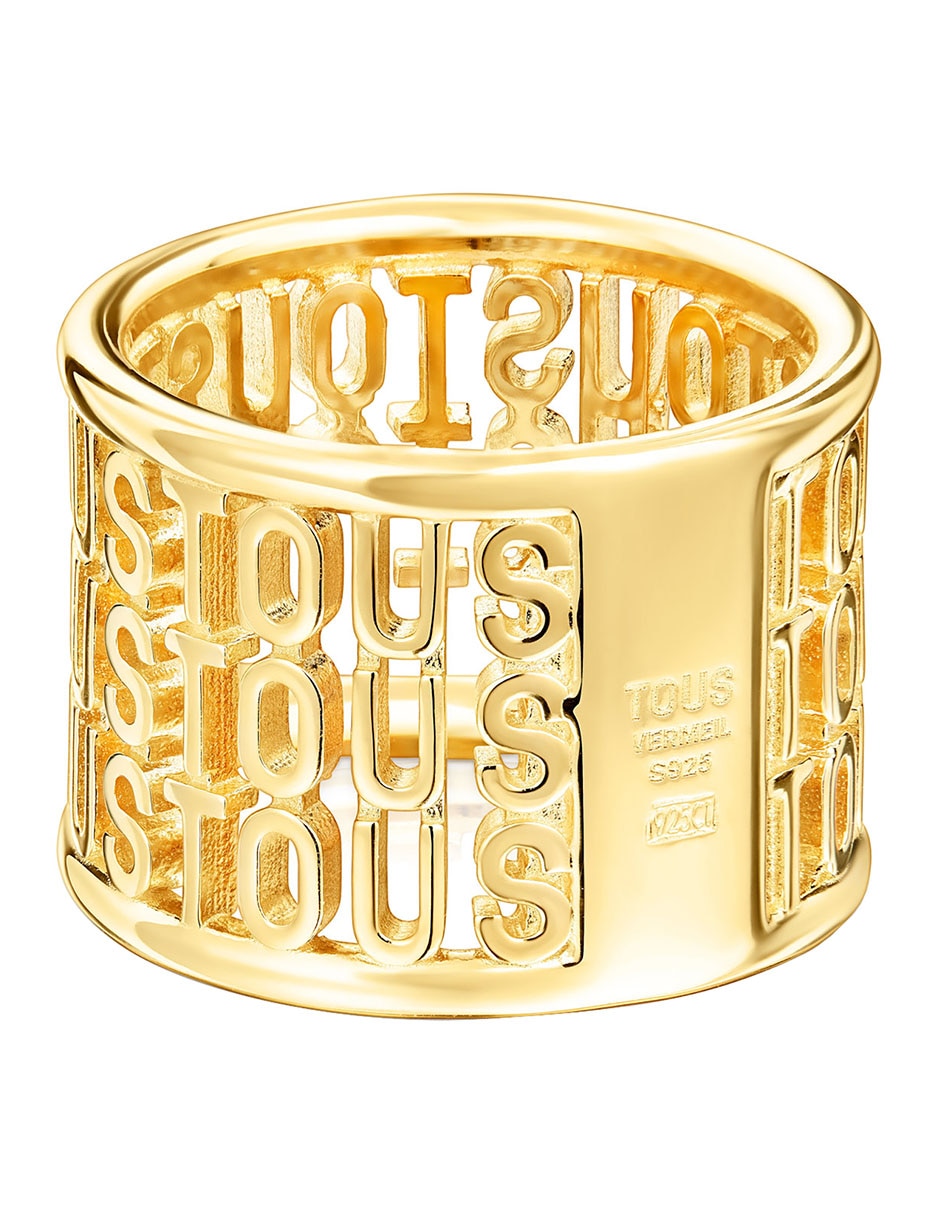 Anillo de logo Logo de plata vermeil brillante 5
