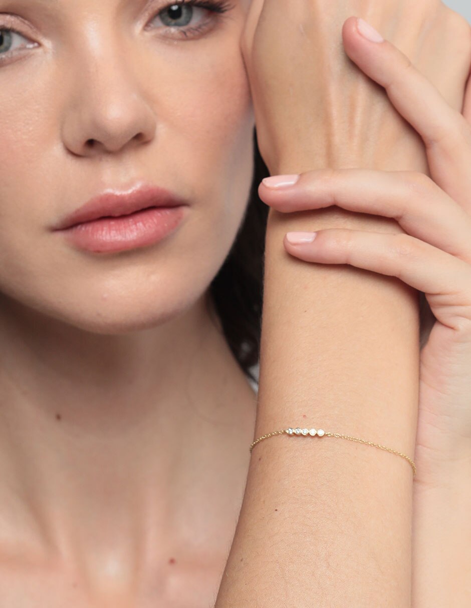Pulsera de oro con diamante 14 K acabado pulido 3