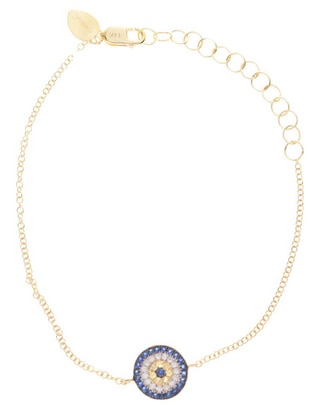 Pulsera de oro amarillo con zafiro y diamante 14 K acabado pulido