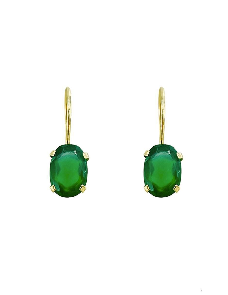Aretes de óvalo Mancini de oro amarillo 10 K ágata