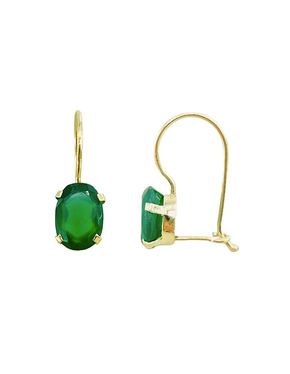 Aretes de óvalo Mancini de oro amarillo 10 K ágata