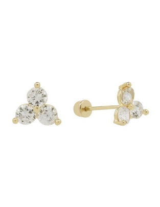 Broqueles triangulares de oro amarillo 14 K con acabado brillante