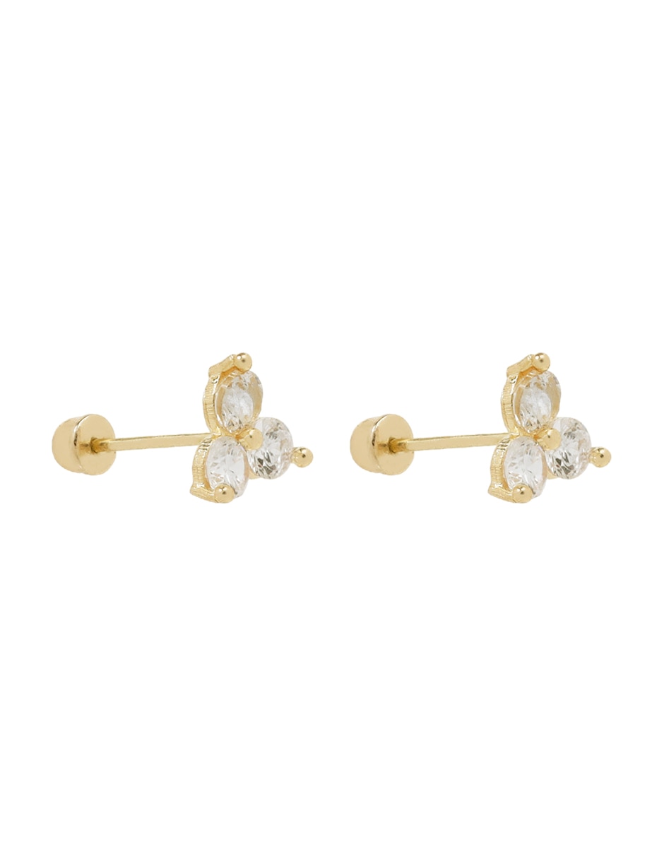 Broqueles triangulares de oro amarillo 14 K con acabado brillante 3
