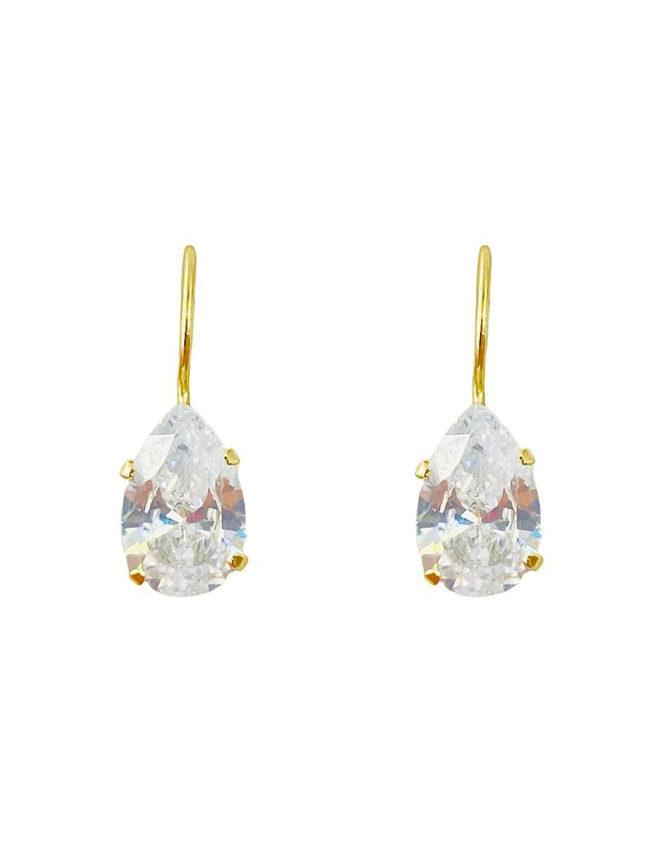Aretes de gota de oro amarillo 10 K zirconia Aretes de gota de oro amarillo 10 K zirconia