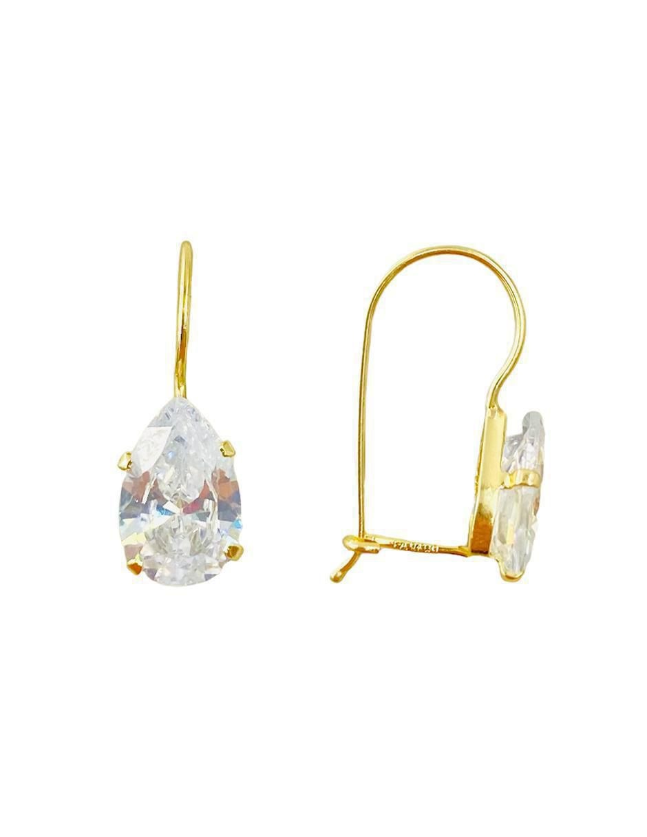 Aretes de gota de oro amarillo 10 K zirconia 3