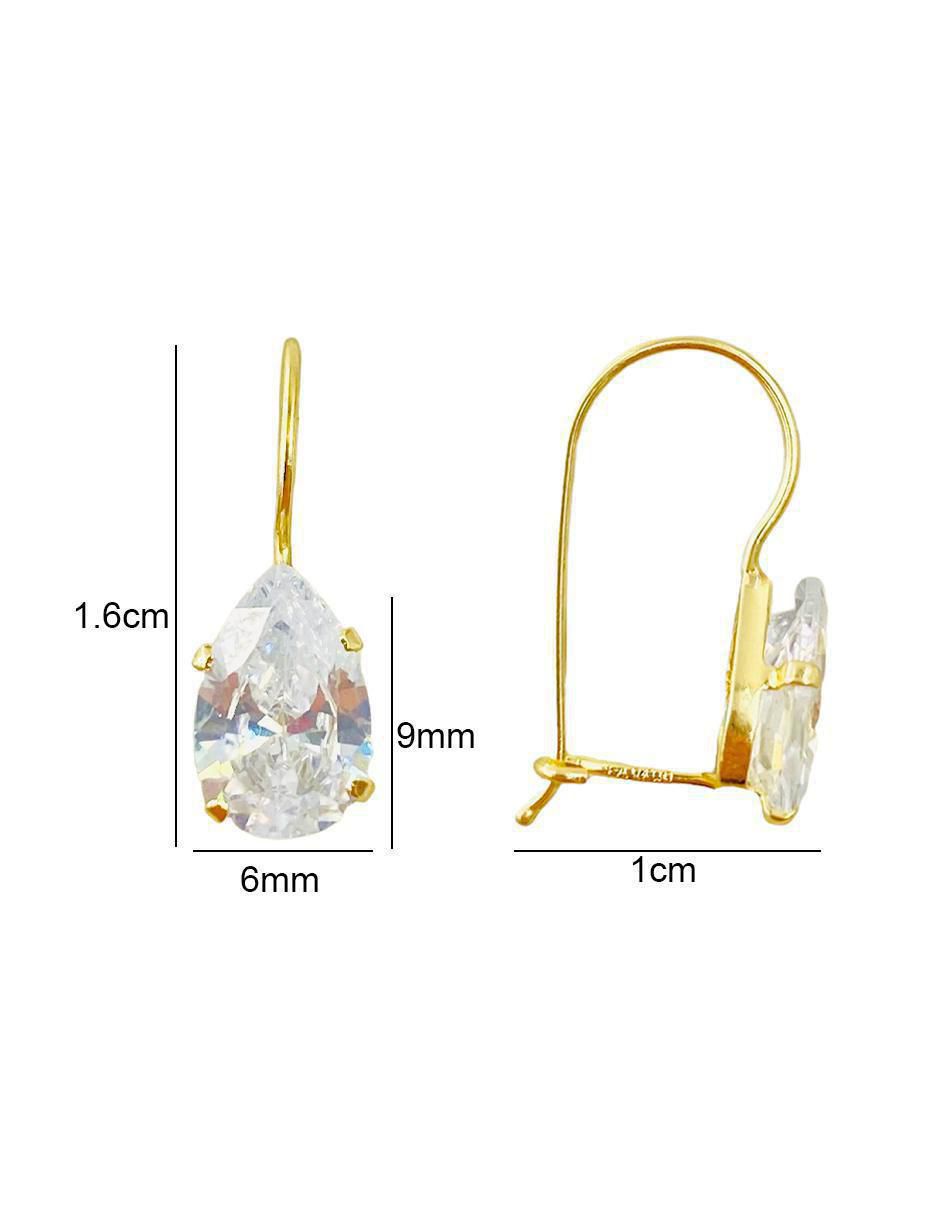 Aretes de gota de oro amarillo 10 K zirconia 4
